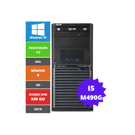 ACER VERITON M490G I5-650 4GB 500GO SATA DVDRW W10 MINI-TOWER