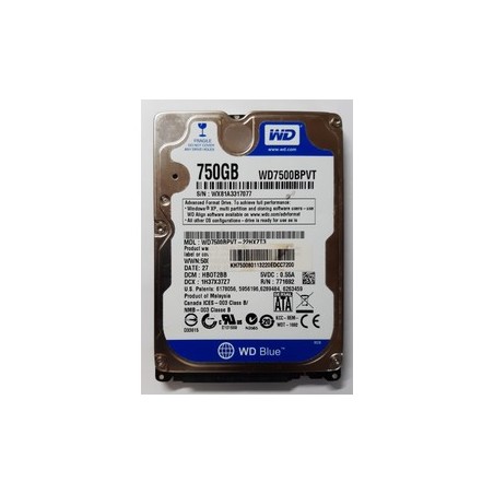 Festplatte 2,5" 750GB SATA Western Digital Scorpio Blue WD7500