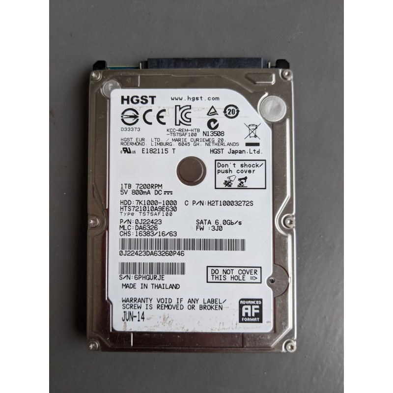 2.5" 1TB HGST SATA HARD DRIVE 2.5" 1TB HGST SATA HARD DRIVE